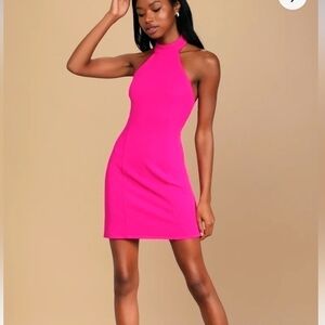 Lulus Fuchsia Halter Mini Dress Size XL